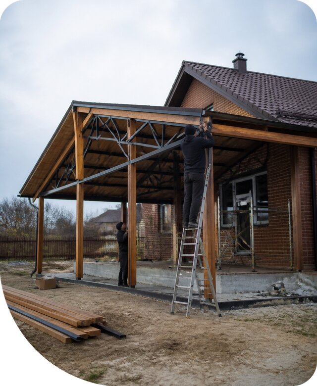 Пристройка навеса к дому и участку в Удомле под ключ